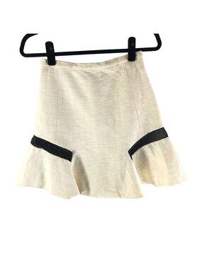 Nonoo A Line Tweed Skirt Ruffle Sheer Panel Ivory 0?